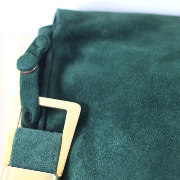 Vintage Suede Leather Gorgeous Green Bag - Picture 8 of 13